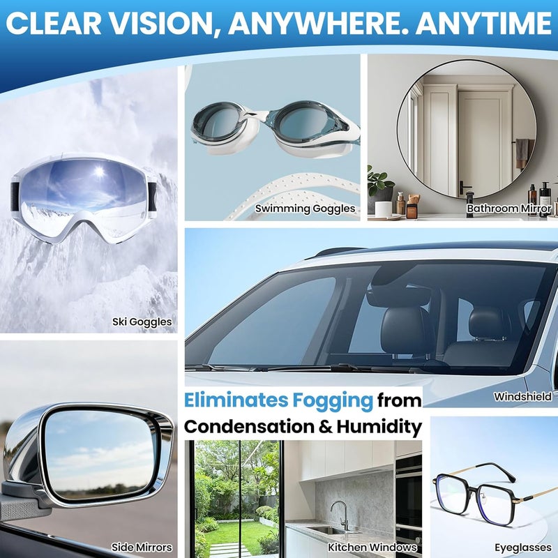 POLIXEL Glass Anti Fog Spray for Car Windshield - Windows Defogger Instantly Prevents Fog on Glasses, Car Windows, Mirrors & Goggles - Streak-Free, Safe for All Surfaces - 5OZ/150ML - Image 5